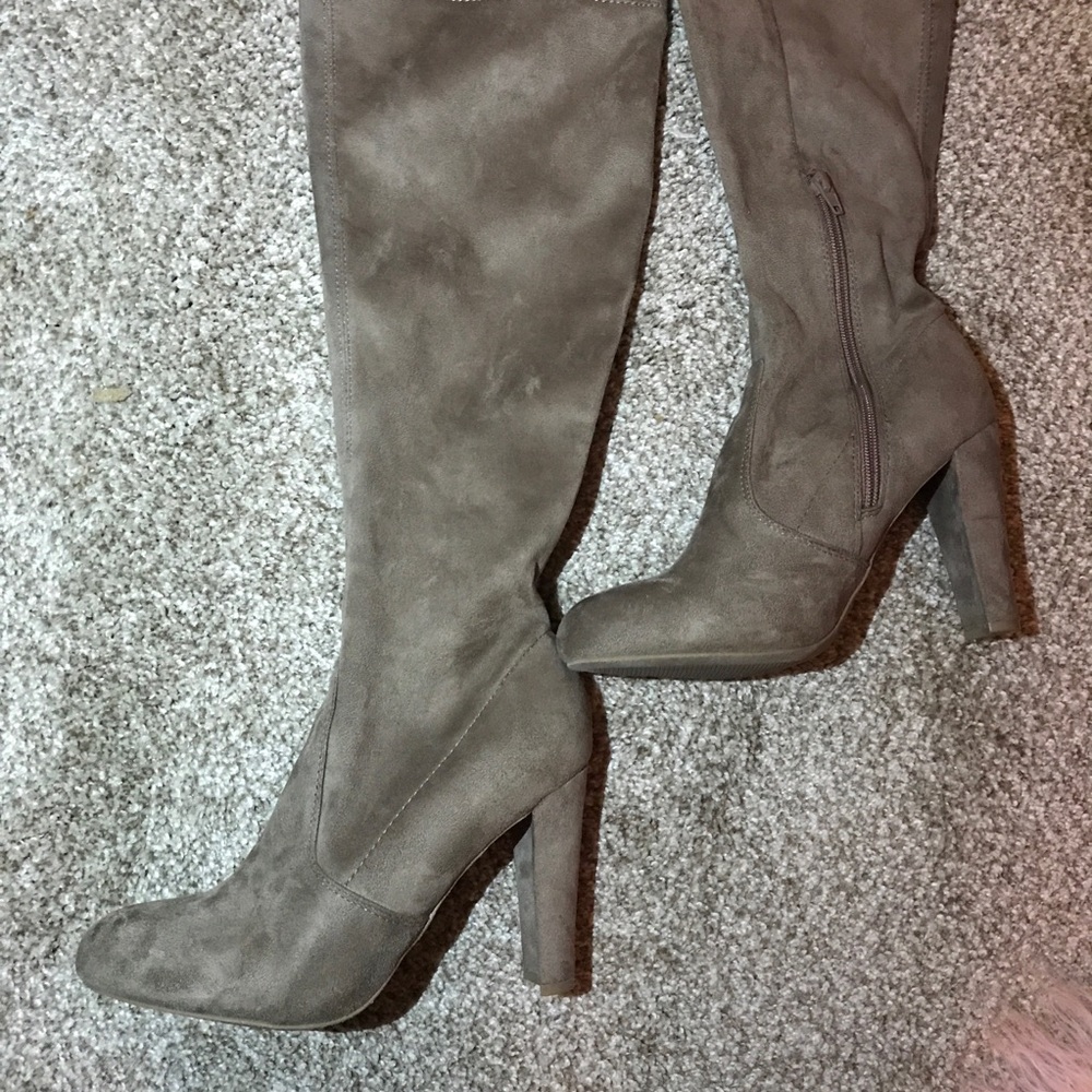 Over the knee high heal boots